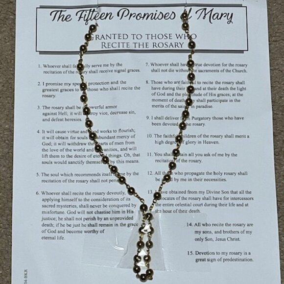 Rosary Beads Prayer Card The 15 Promises of Mary Our Lady of Guadalupe - Picture 2 of 7